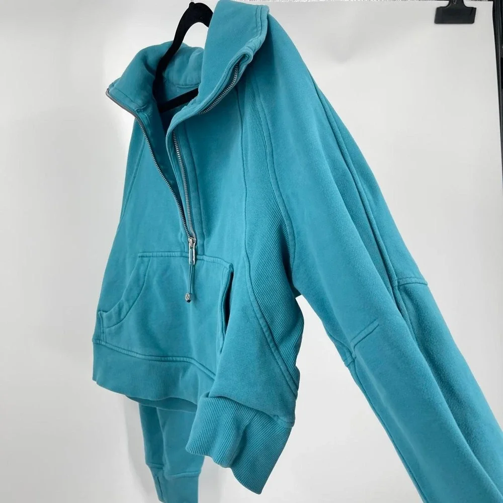 Lululemon Half Zip Scuba Oversized Funnel Neck XS S Turquoise Athleisure Gym